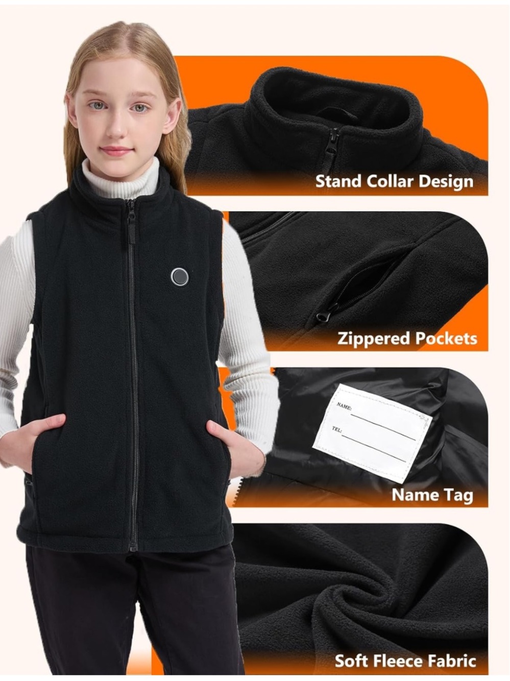 NWT Varmcore Kids Heated Fleece Vest Size XXL